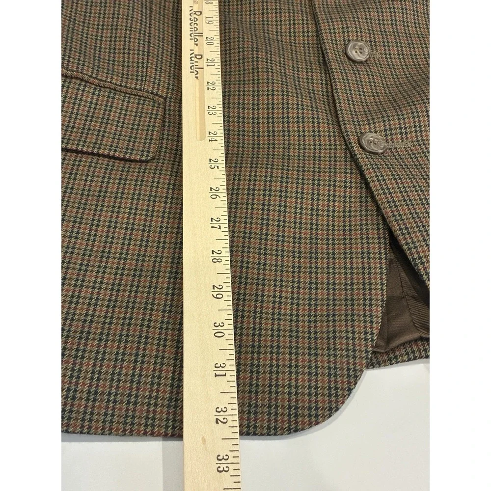 Vtg John Weitz Sport Coat Blazer Mens 46 Wool Tweed Houndstooth GlenPlaid Poland